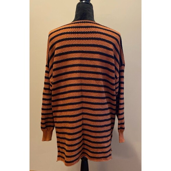 Kirundo Sweater Womens Size Large Oversized Striped Black & Brown Stretchy - Picture 6 of 12